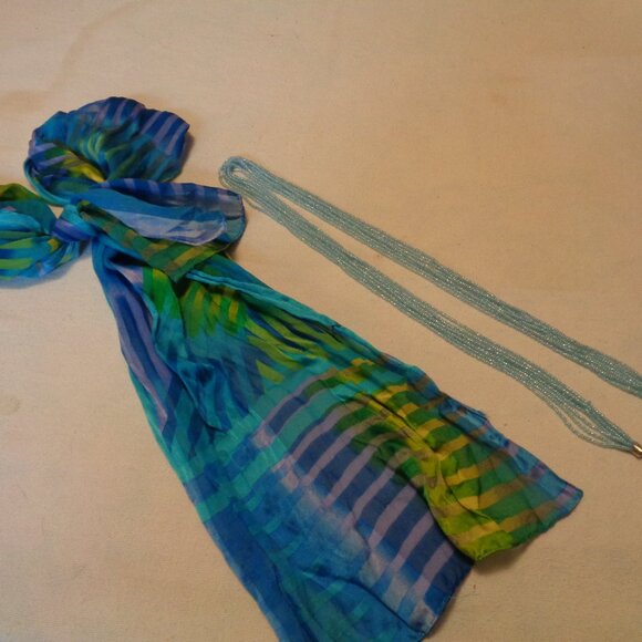 MERMAIDCORE UNDERSEA SCARF & STARFISH BEADED NECKLACE LOT - Picture 9 of 12